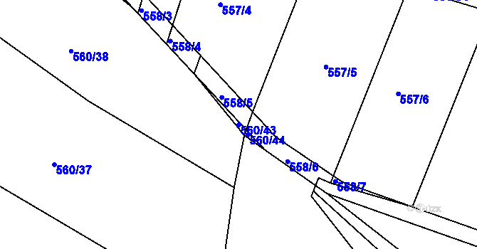 Parcela st. 560/43 v KÚ Hrdějovice, Katastrální mapa