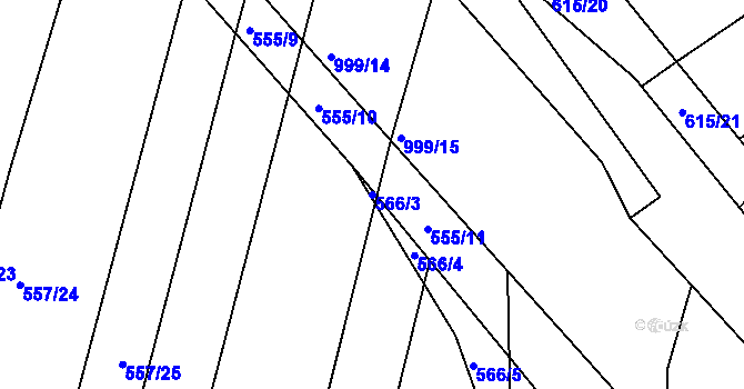 Parcela st. 566/3 v KÚ Hrdějovice, Katastrální mapa