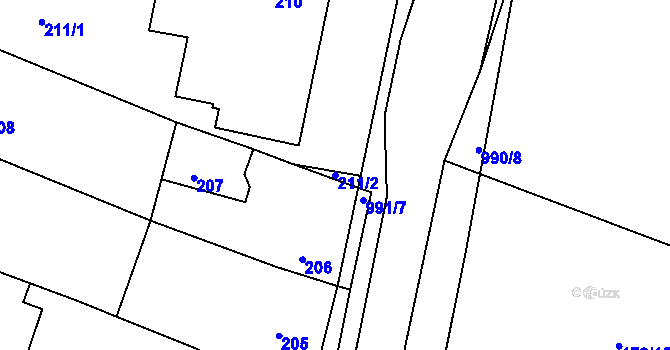 Parcela st. 211/2 v KÚ Hrdějovice, Katastrální mapa