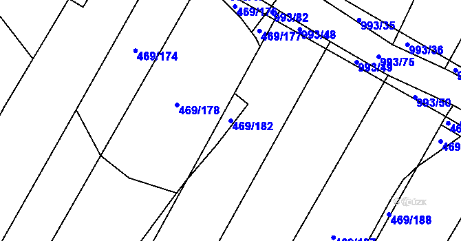 Parcela st. 469/182 v KÚ Hrdějovice, Katastrální mapa