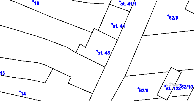 Parcela st. 45 v KÚ Hrdibořice, Katastrální mapa