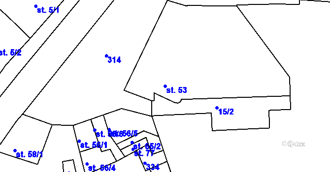 Parcela st. 53 v KÚ Hrdibořice, Katastrální mapa