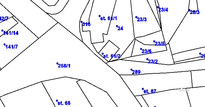 Parcela st. 61/2 v KÚ Hrdibořice, Katastrální mapa