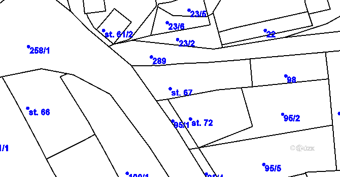 Parcela st. 67 v KÚ Hrdibořice, Katastrální mapa