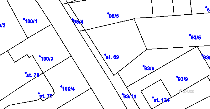 Parcela st. 69 v KÚ Hrdibořice, Katastrální mapa