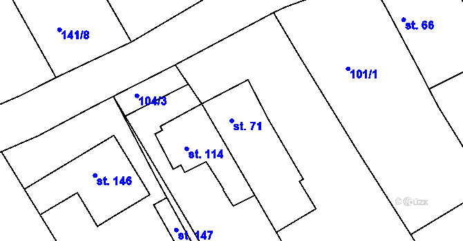 Parcela st. 71 v KÚ Hrdibořice, Katastrální mapa