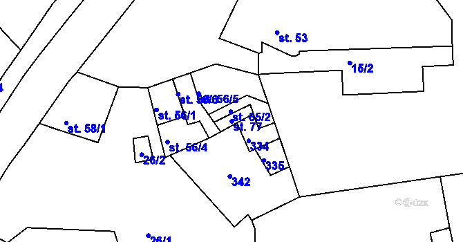 Parcela st. 77 v KÚ Hrdibořice, Katastrální mapa