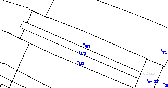 Parcela st. 4/1 v KÚ Hrdibořice, Katastrální mapa
