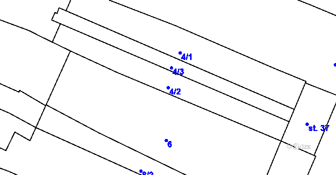 Parcela st. 4/2 v KÚ Hrdibořice, Katastrální mapa