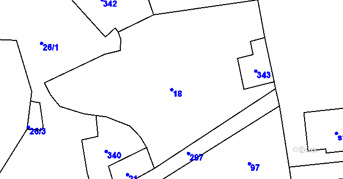 Parcela st. 18 v KÚ Hrdibořice, Katastrální mapa