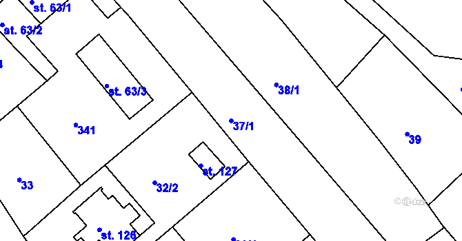 Parcela st. 37/1 v KÚ Hrdibořice, Katastrální mapa