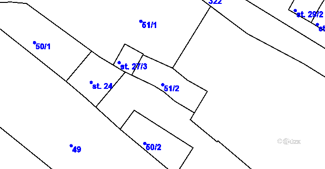 Parcela st. 51/2 v KÚ Hrdibořice, Katastrální mapa