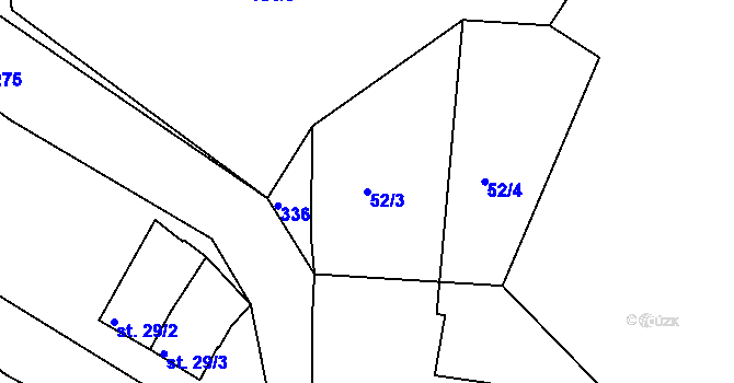 Parcela st. 52/3 v KÚ Hrdibořice, Katastrální mapa