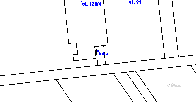 Parcela st. 62/5 v KÚ Hrdibořice, Katastrální mapa