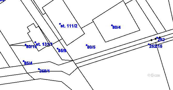Parcela st. 80/5 v KÚ Hrdibořice, Katastrální mapa
