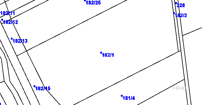 Parcela st. 182/1 v KÚ Hrdibořice, Katastrální mapa