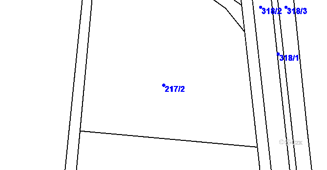 Parcela st. 217/2 v KÚ Hrdibořice, Katastrální mapa