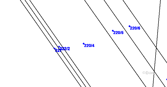 Parcela st. 220/4 v KÚ Hrdibořice, Katastrální mapa