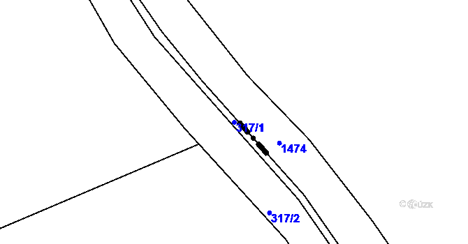 Parcela st. 317/1 v KÚ Hrdibořice, Katastrální mapa