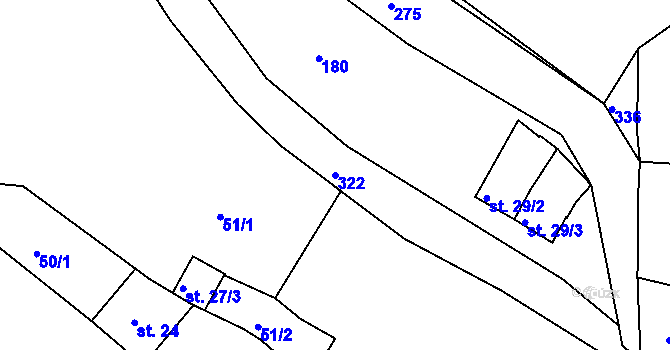 Parcela st. 322 v KÚ Hrdibořice, Katastrální mapa