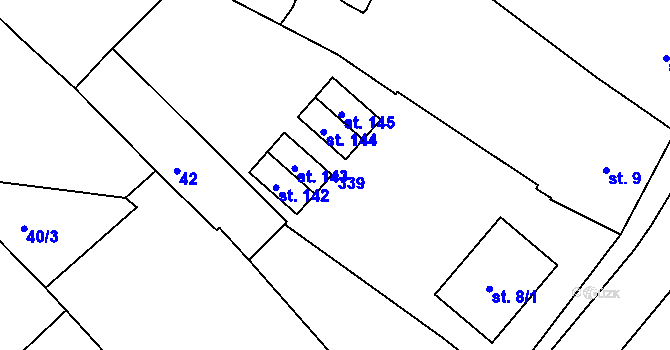 Parcela st. 339 v KÚ Hrdibořice, Katastrální mapa