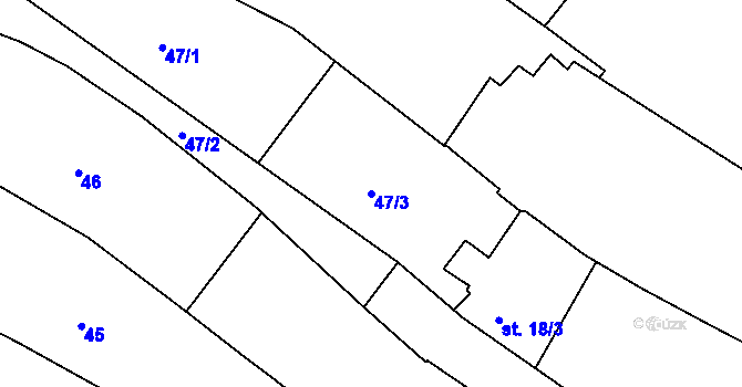 Parcela st. 47/3 v KÚ Hrdibořice, Katastrální mapa