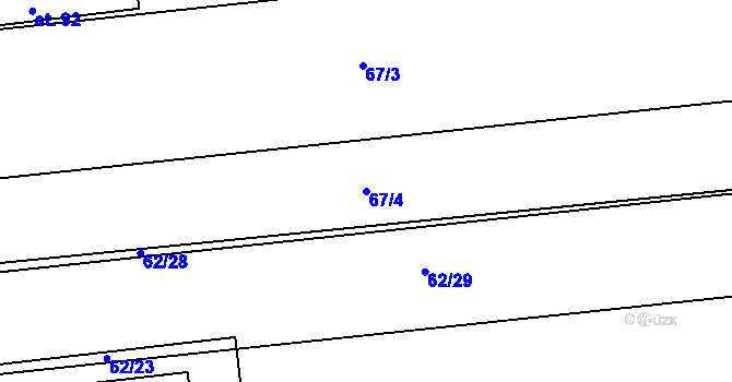 Parcela st. 67/4 v KÚ Hrdibořice, Katastrální mapa