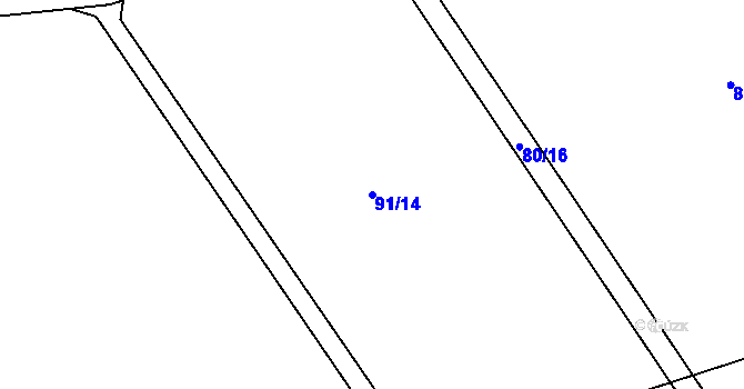 Parcela st. 91/14 v KÚ Hrdibořice, Katastrální mapa