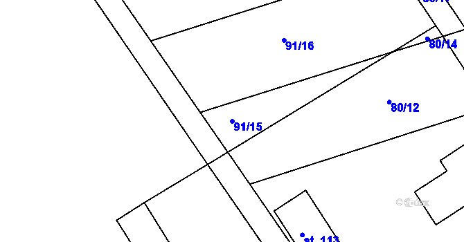 Parcela st. 91/15 v KÚ Hrdibořice, Katastrální mapa