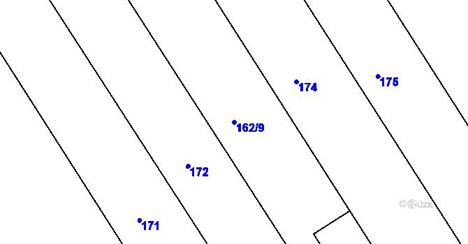 Parcela st. 162/9 v KÚ Hrdibořice, Katastrální mapa