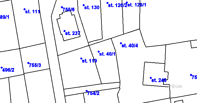 Parcela st. 40/1 v KÚ Hrdlív, Katastrální mapa