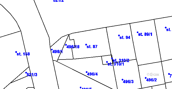 Parcela st. 87 v KÚ Hrdlív, Katastrální mapa