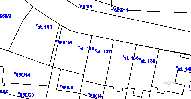 Parcela st. 137 v KÚ Hrdlív, Katastrální mapa