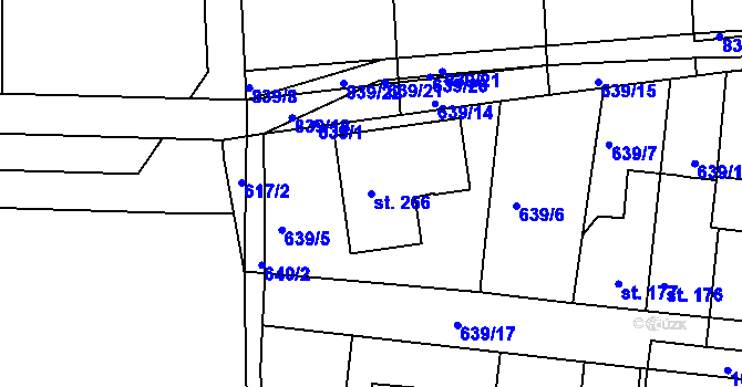 Parcela st. 266 v KÚ Hrdlív, Katastrální mapa