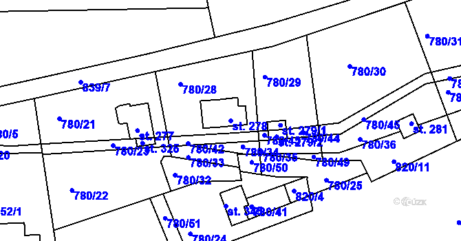 Parcela st. 278 v KÚ Hrdlív, Katastrální mapa