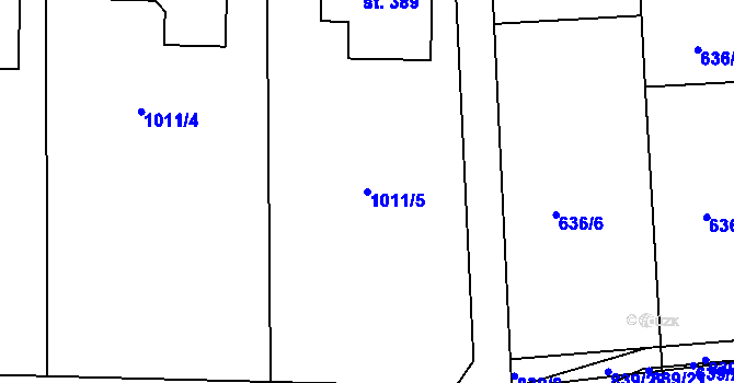Parcela st. 1011/5 v KÚ Hrdlív, Katastrální mapa