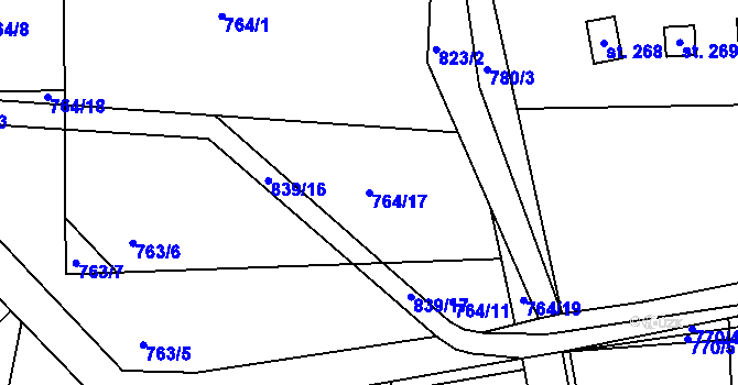 Parcela st. 764/17 v KÚ Hrdlív, Katastrální mapa
