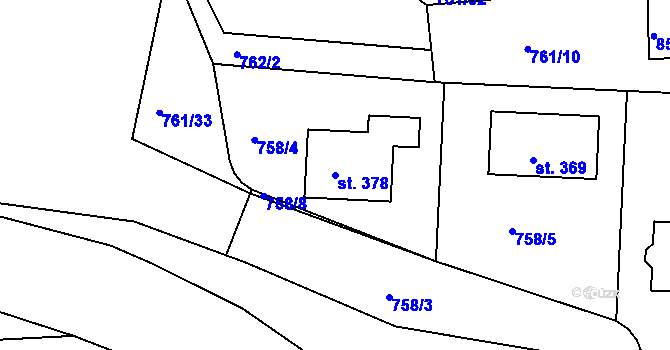Parcela st. 378 v KÚ Hrdlív, Katastrální mapa