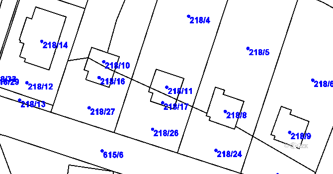 Parcela st. 218/11 v KÚ Hrdlořezy u Suchdola nad Lužnicí, Katastrální mapa