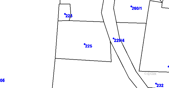 Parcela st. 225 v KÚ Hrdlořezy u Suchdola nad Lužnicí, Katastrální mapa