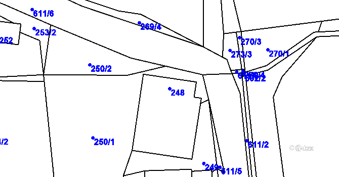 Parcela st. 248 v KÚ Hrdlořezy u Suchdola nad Lužnicí, Katastrální mapa