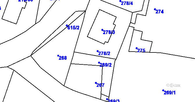 Parcela st. 278/2 v KÚ Hrdlořezy u Suchdola nad Lužnicí, Katastrální mapa