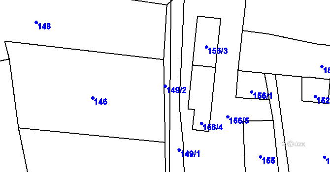 Parcela st. 149/2 v KÚ Hrdlořezy u Suchdola nad Lužnicí, Katastrální mapa