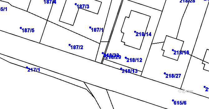 Parcela st. 218/29 v KÚ Hrdlořezy u Suchdola nad Lužnicí, Katastrální mapa
