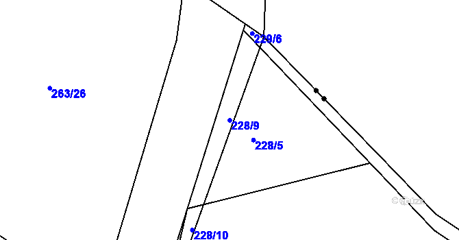 Parcela st. 228/9 v KÚ Hrdlovka-Nový Dvůr, Katastrální mapa