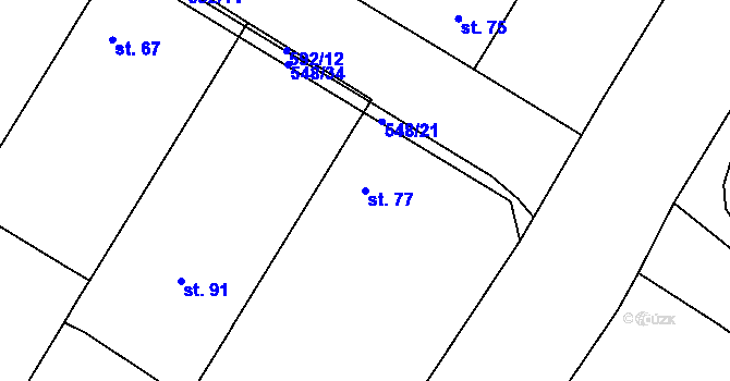 Parcela st. 77 v KÚ Hrdly, Katastrální mapa