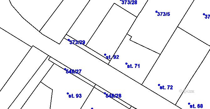 Parcela st. 92 v KÚ Hrdly, Katastrální mapa