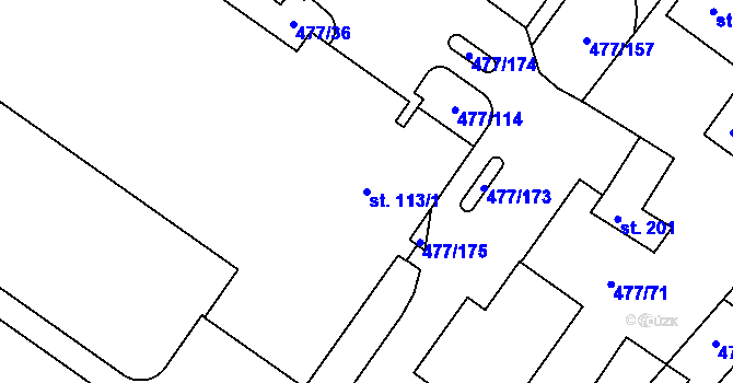 Parcela st. 113/1 v KÚ Hrdly, Katastrální mapa
