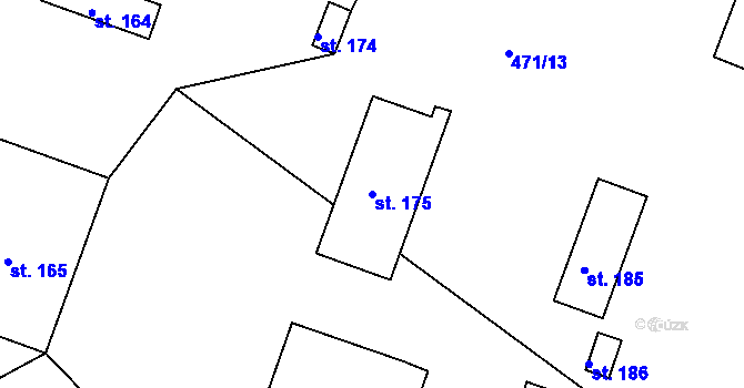Parcela st. 175 v KÚ Hrdly, Katastrální mapa