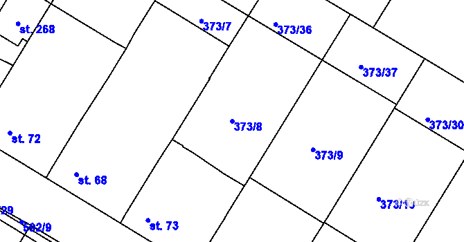 Parcela st. 373/8 v KÚ Hrdly, Katastrální mapa